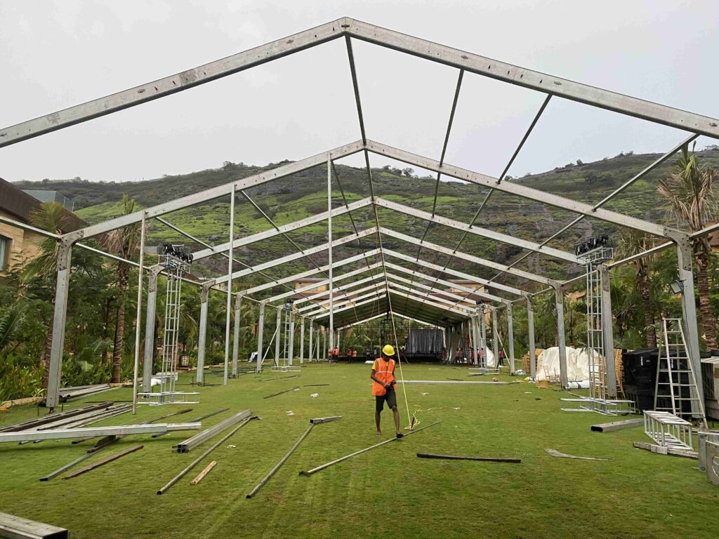 storage structure tent installation