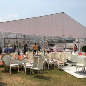outside view of transparent german hanger tent